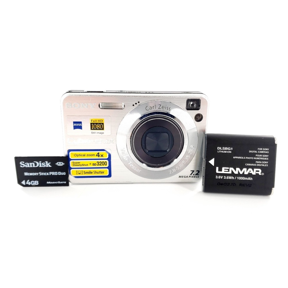 Sony Cyber-shot DSC-W120 7.2MP Digital Camera w/ Card, Battery No Charger Tested